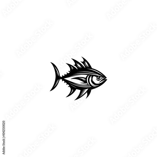 tuna fish Silhouette vector icon with white background