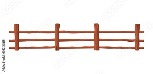 Vector graphics of an old wooden fence with huge cracks on a white background