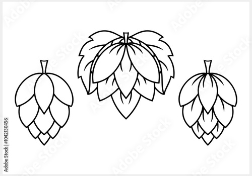 Hop cone with leaves. Design element for logo, emblem, restaurant menu, craft beer pub, brewery. Vector stock illustration