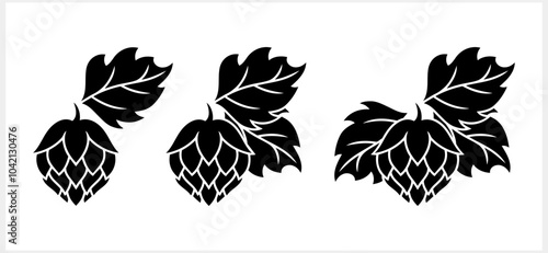 Hop cone with leaves. Design element for logo, emblem, restaurant menu, craft beer pub, brewery. Vector stock illustration