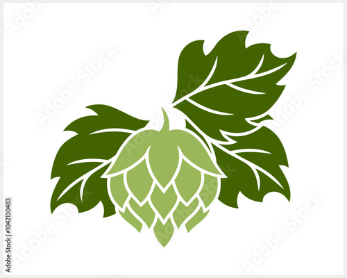 Hop cone with leaves. Design element for logo, emblem, restaurant menu, craft beer pub, brewery. Vector stock illustration