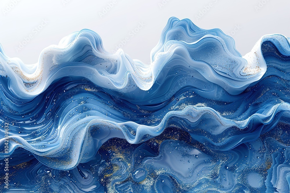 Obraz premium The image is a blue wave with gold specks