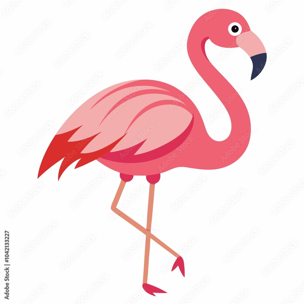 Obraz premium pink flamingo on white background