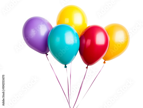 colorful helium balloon. Birthday balloon flying for party and celebrations. Isolated on white background. Generative AI