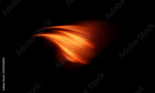 Vector illustration depicting an orange wind effect with glow and dynamic vortex of air particles