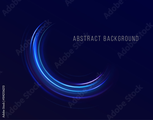 Light everyday glowing effect. High speed motion blur light effects at night, blue line. Semicircular wave, light trail curve swirl, optical fiber incandescent png. Bright sparkling background vector.