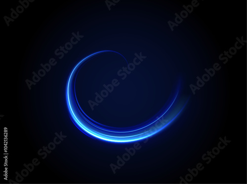 Light everyday glowing effect. High speed motion blur light effects at night, blue line. Semicircular wave, light trail curve swirl, optical fiber incandescent png. Bright sparkling background vector.