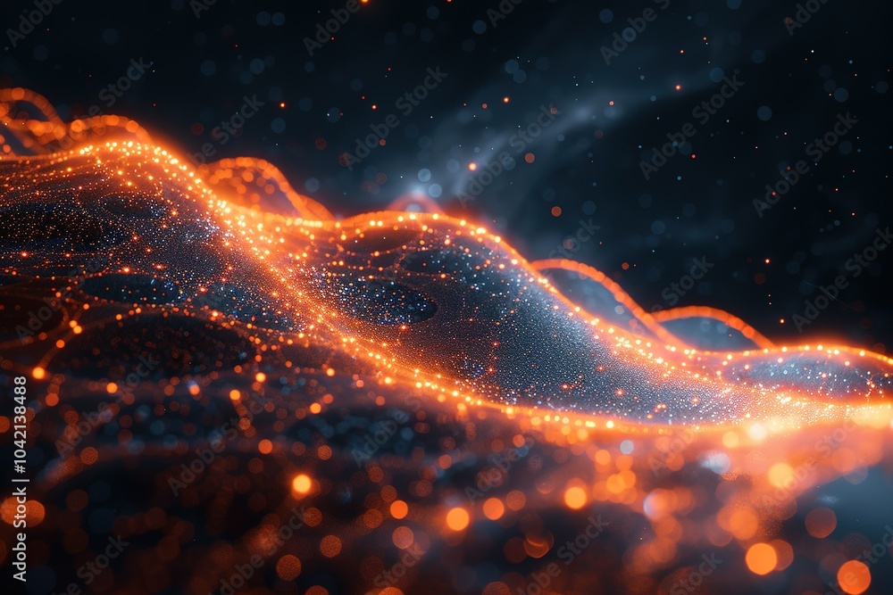 A series of orange and blue lines that look like they are on fire A series of orange and blue lines that look like they are on fire