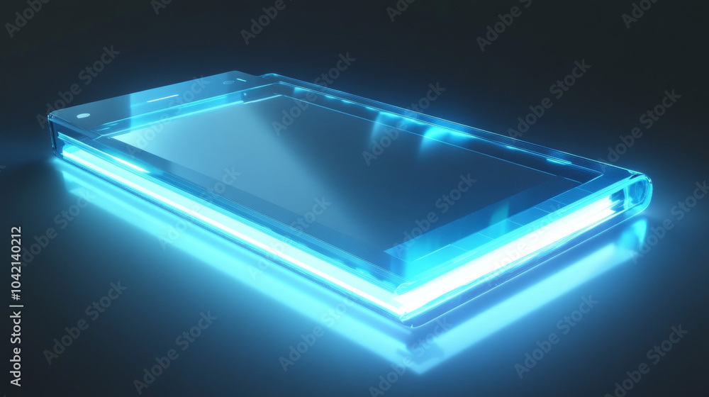 The lighting should be soft and futuristic, illuminating the transparent touchpad from below or the sides. Use soft shadows and reflections on the surface of the touchpad to enhance its transparency The lighting should be soft and futuristic, illuminating the transparent touchpad from below or the sides. Use soft shadows and reflections on the surface of the touchpad to enhance its transparency
