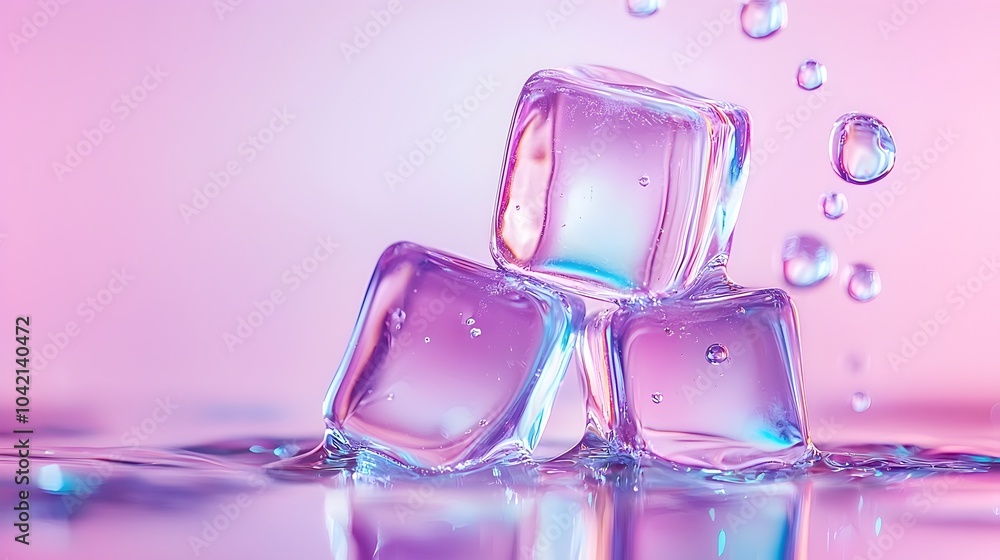 Surreal Light Refraction in Stacked Ice Cubes - Dreamlike Color Play and Artistic Photography for Creative Projects Surreal Light Refraction in Stacked Ice Cubes - Dreamlike Color Play and Artistic Photography for Creative Projects