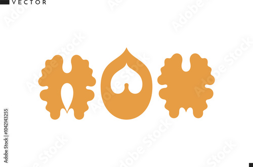 Walnut silhouette. Isolated walnut on white background