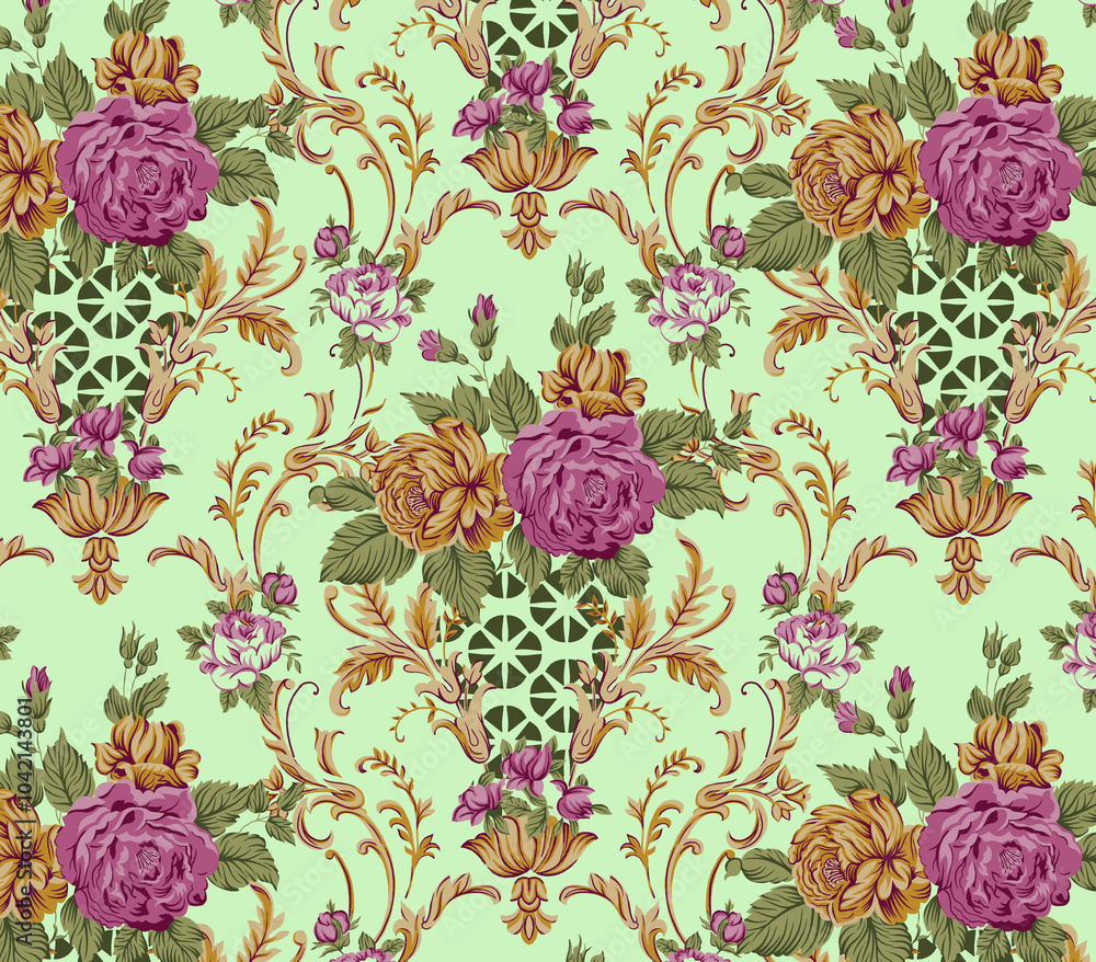 seamless beautiful wallpaper cards all over design floral leaf vintage ornament Victorian ethnic geometric print paisley pattern