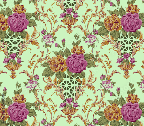 Obraz na płótnie seamless beautiful wallpaper cards all over design floral leaf vintage ornament Victorian ethnic geometric print paisley pattern w salonie
