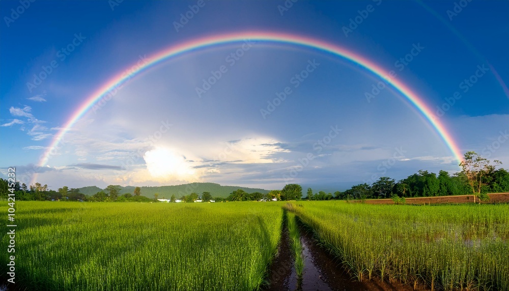 Naklejka premium 비온 뒤 무지개가 뜬 하늘