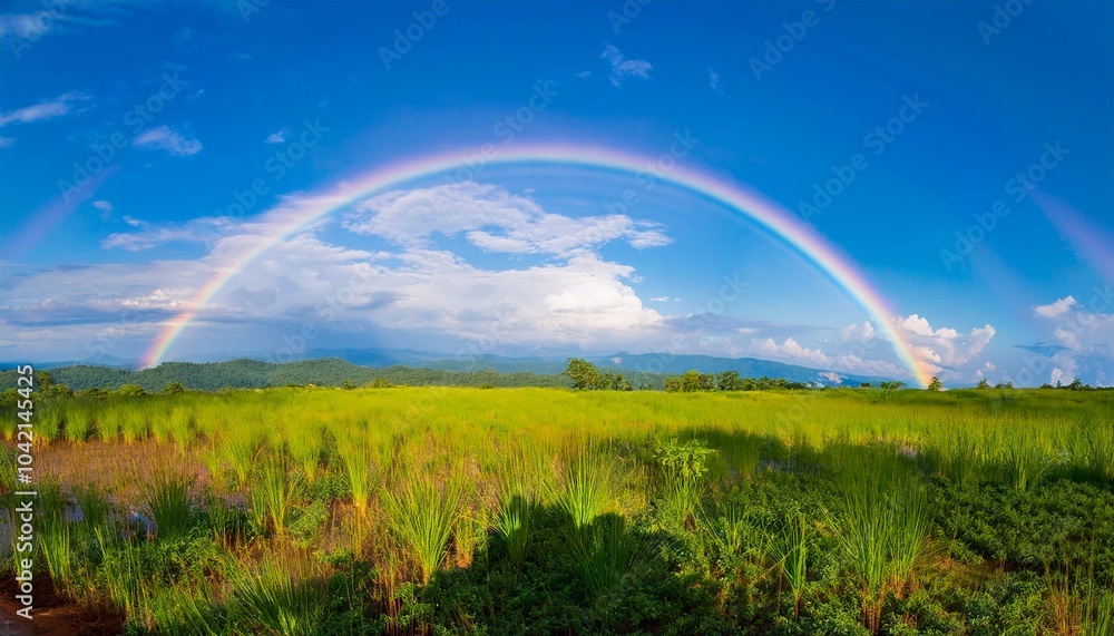 Naklejka premium 비온 뒤 무지개가 뜬 하늘