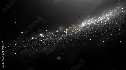 Obraz na płótnie Abstract black noise wallpaper with golden and white sparks, textured dust floating in the dark w salonie