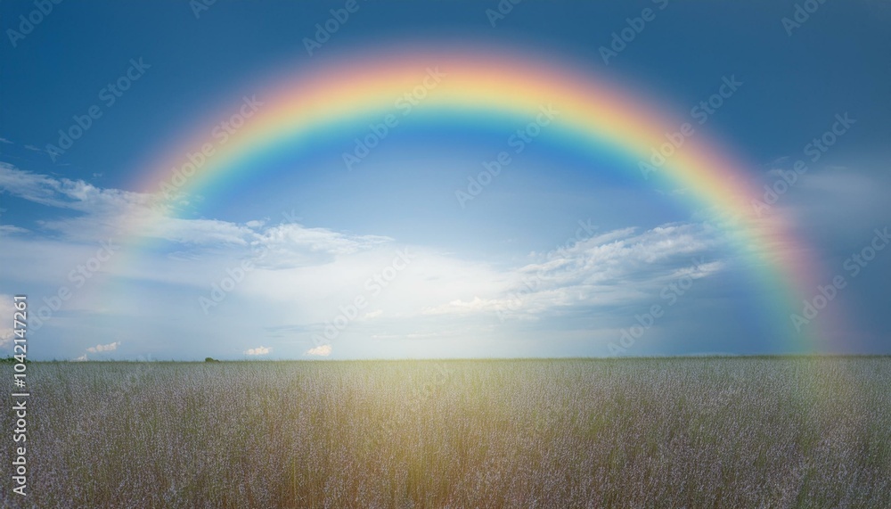 Naklejka premium 비온 뒤 무지개가 뜬 하늘