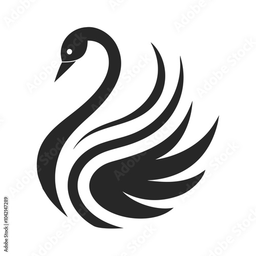 Elegant Swan Vector Silhouette with Minimalist Curves for Logos and Branding. photo