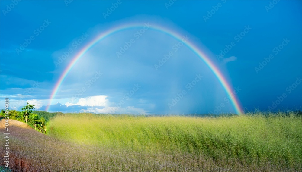 Naklejka premium 비온 뒤 무지개가 뜬 하늘