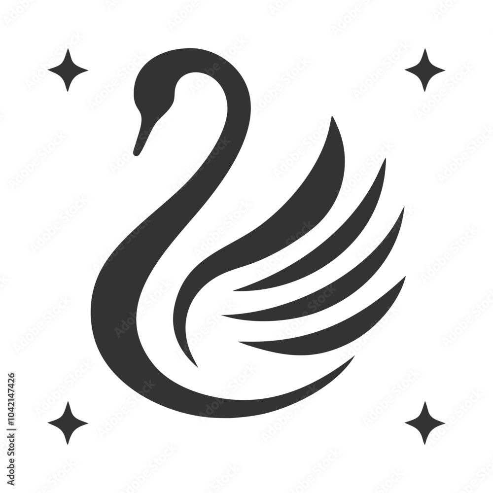 Elegant Swan Vector Silhouette with Minimalist Curves for Logos and Branding. Elegant Swan Vector Silhouette with Minimalist Curves for Logos and Branding.