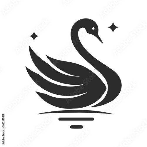 Elegant Swan Vector Silhouette with Minimalist Curves for Logos and Branding. photo