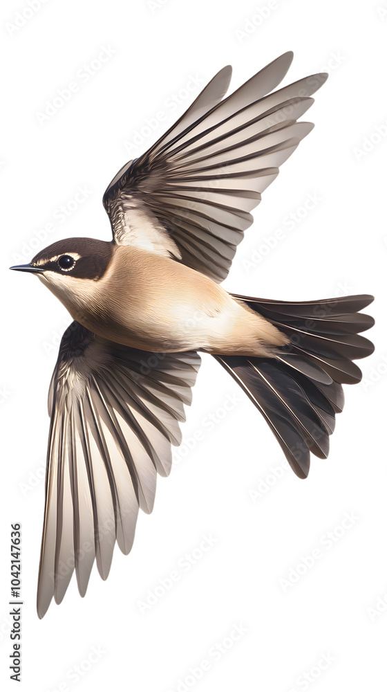 Obraz premium Sand Martin Bird on Transparent Background PNG, Photo Realistic, Wallpaper, Cover and Screen for Smartphone, PC, Laptop, Transparent PNG