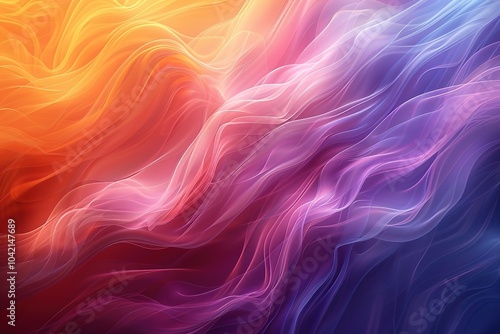 radiant abstract lines and curves in a spectrum of sunset colors, space for text photo