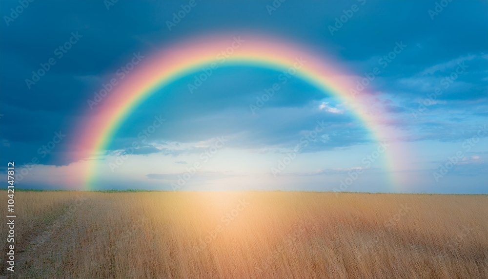 Naklejka premium 비온 뒤 무지개가 뜬 하늘