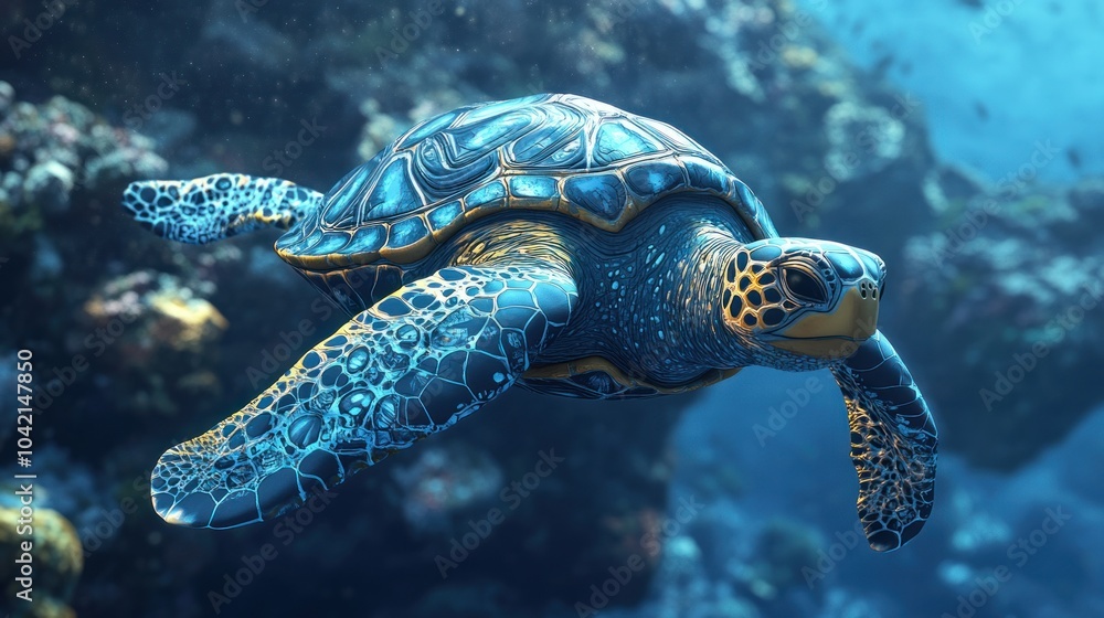Obraz premium Sea Turtle Underwater