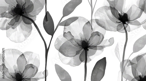 seamless pattern with white flowers