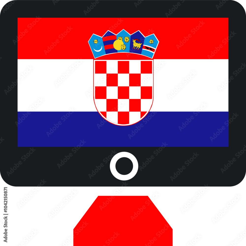 Naklejka premium Croatia Flag On Monitor