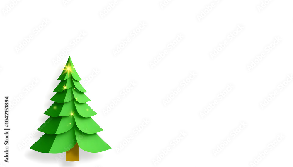 Fototapeta premium Abstract green xmas tree design element with a white accent, png