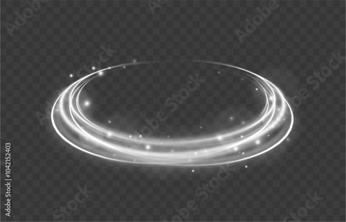 White shiny sparks of spiral wave. Imitation of the exit of cold air from the air conditioner. Vector illustration stream of fresh wind.