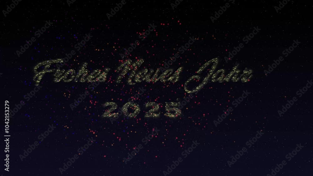 Frohes neues Jahr (Happy New Year) 2025 - Fireworks animation on Black background - Golden 2025 German Happy new year greetings on New Year's Eve Frohes neues Jahr (Happy New Year) 2025 - Fireworks animation on Black background - Golden 2025 German Happy new year greetings on New Year's Eve