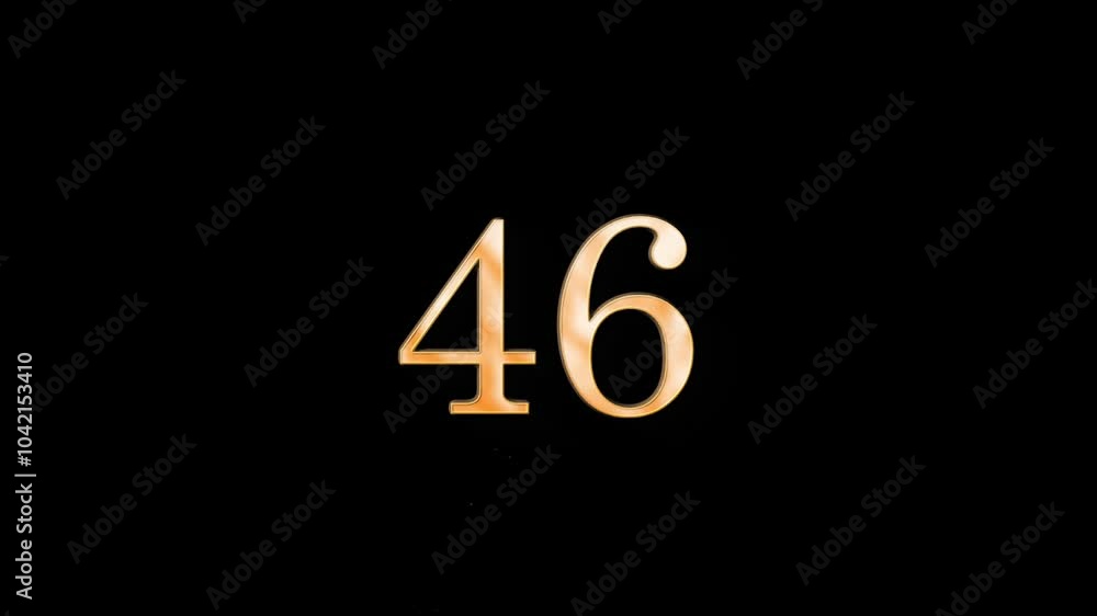 Gold number 46 with gold particles and alpha channel, numerology, number forty six Gold number 46 with gold particles and alpha channel, numerology, number forty six