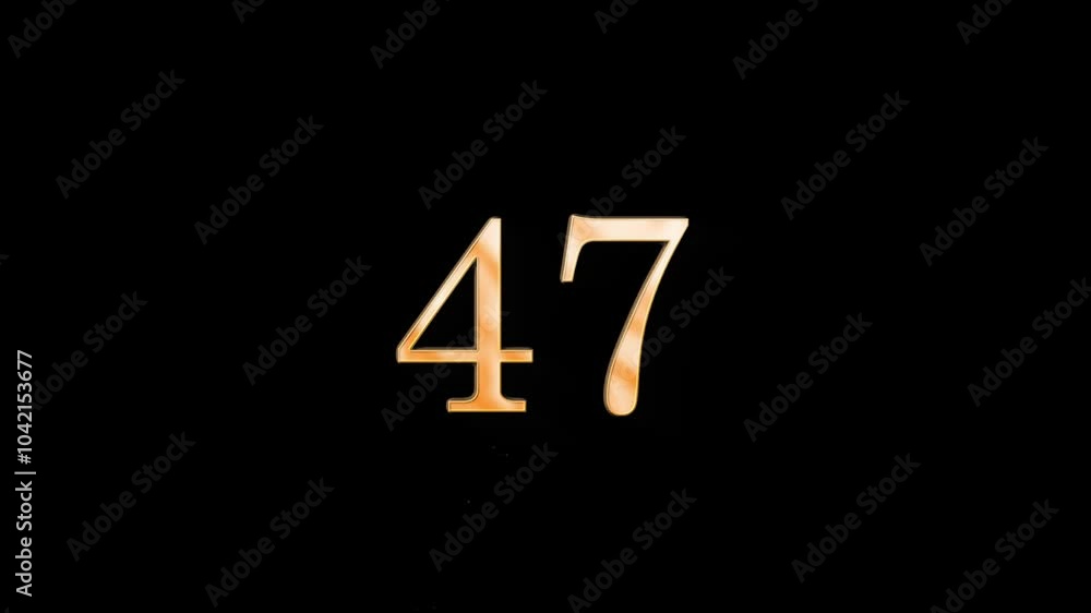 Gold number 47 with gold particles and alpha channel, numerology, number forty seven Gold number 47 with gold particles and alpha channel, numerology, number forty seven