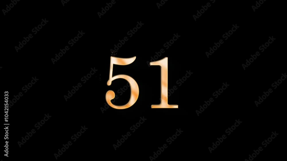 Gold Number 51 with gold particles and alpha channel, numerology, number fifty one Gold Number 51 with gold particles and alpha channel, numerology, number fifty one