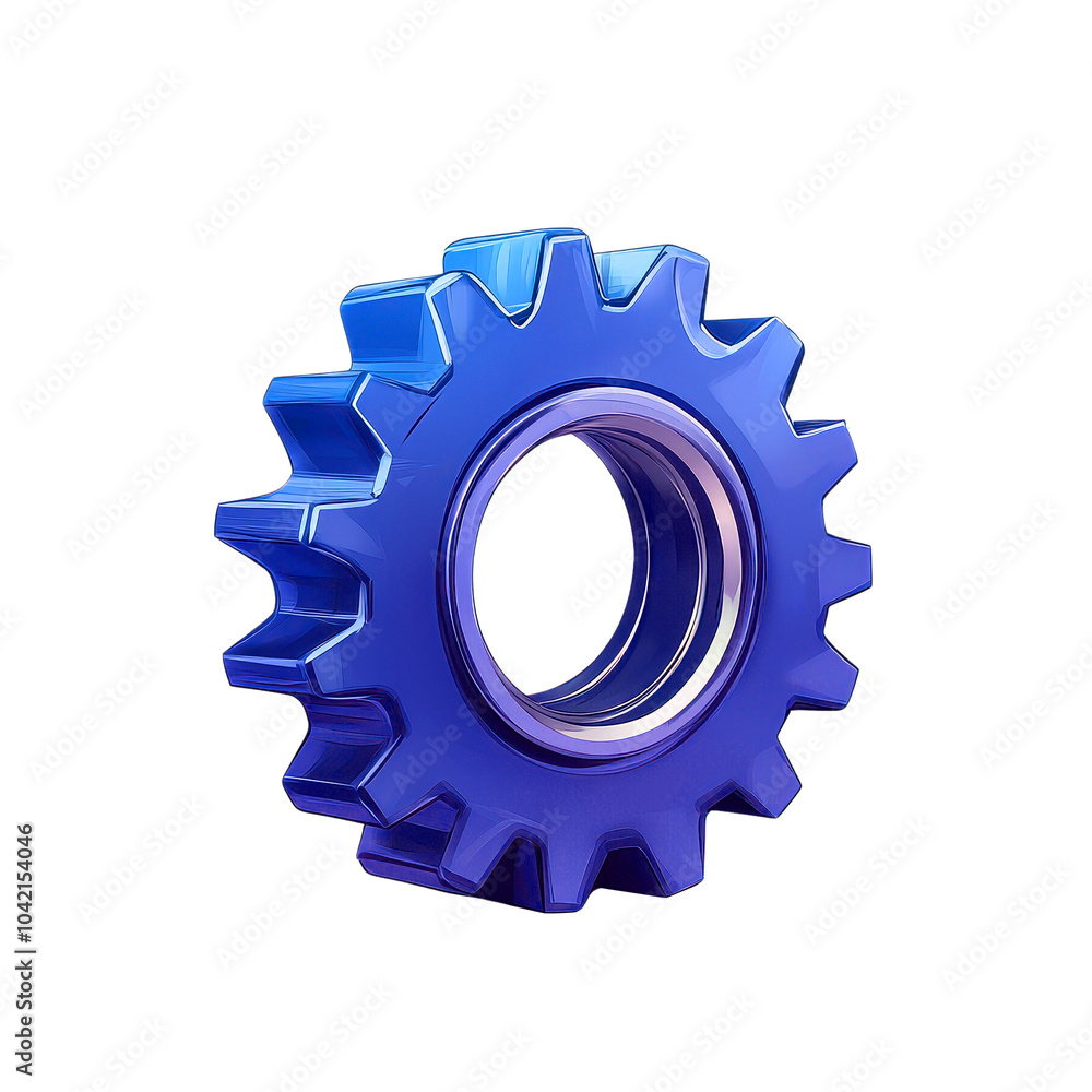Shiny blue gear on a white isolate background, representing machinery and engineering concepts. Shiny blue gear on a white isolate background, representing machinery and engineering concepts.