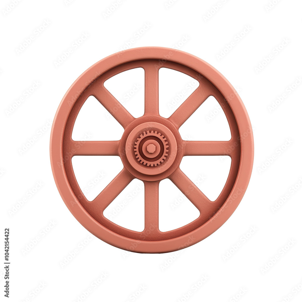 Obraz premium Vintage wheel with eight spokes, ideal for design and illustration, white isolate background.