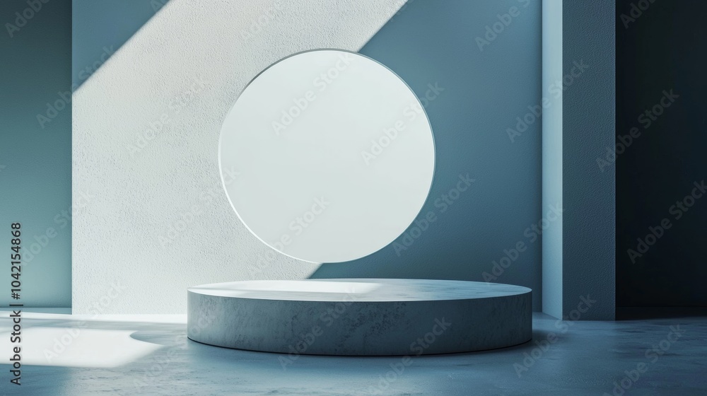 Abstract circular pedestal in modern geometric interior Abstract circular pedestal in modern geometric interior