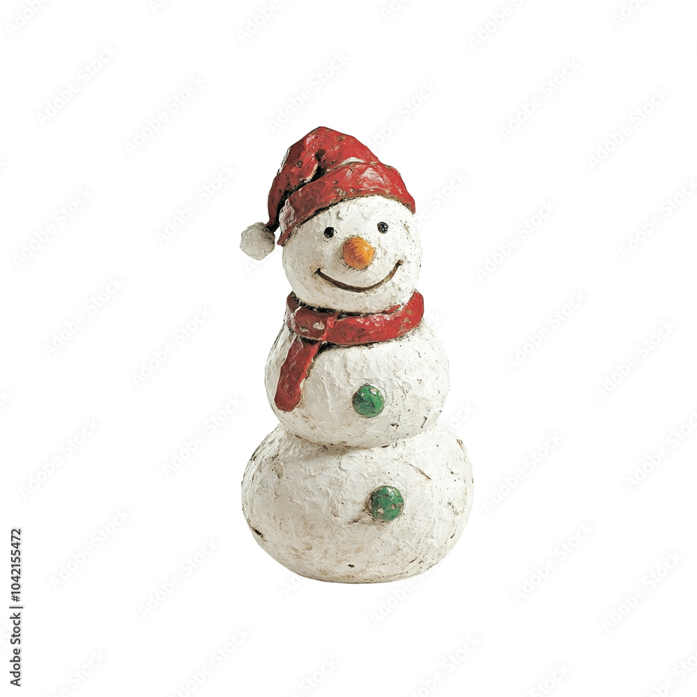 Cheerful Snowman with Red Hat and Scarf Cheerful Snowman with Red Hat and Scarf
