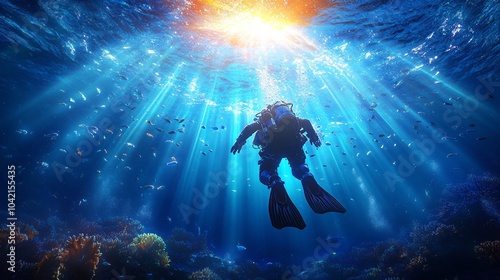 Wallpaper Mural Explore a breathtaking underwater city filled with glowing coral and vibrant marine life. This stunning scene captures the beauty and tranquility of ocean exploration. Torontodigital.ca