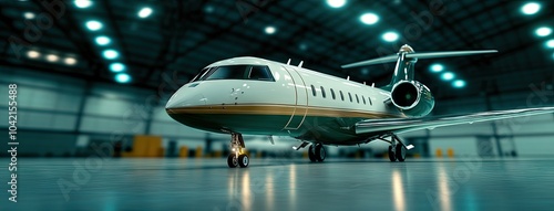 A sleek G650 jet awaits in a modern hangar illuminated by dramatic lighting, showcasing elegance and minimalistic design photo