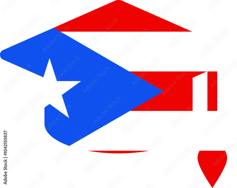 Puerto Rico flag on Degree Cap Icon Puerto Rico flag on Degree Cap Icon