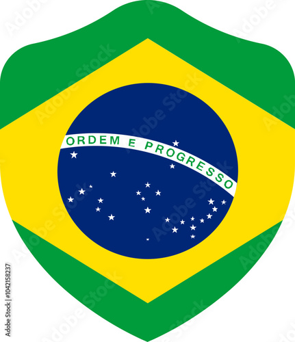 Brazil Flag on Shield Shape