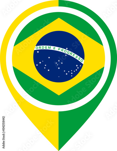 Map Icon Inside Brazil Flag