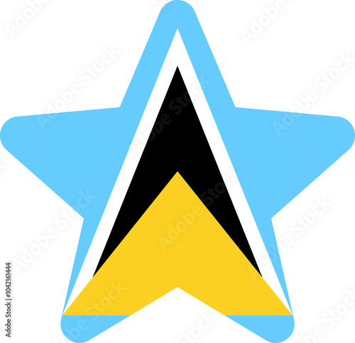 Saint Lucia Flag In Star Shape