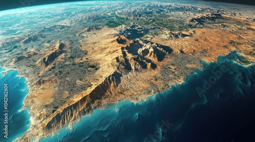 A high-resolution topographic map of Israel and Palestine, with realistic elevation details, mountains, and valleys highlighted. photo