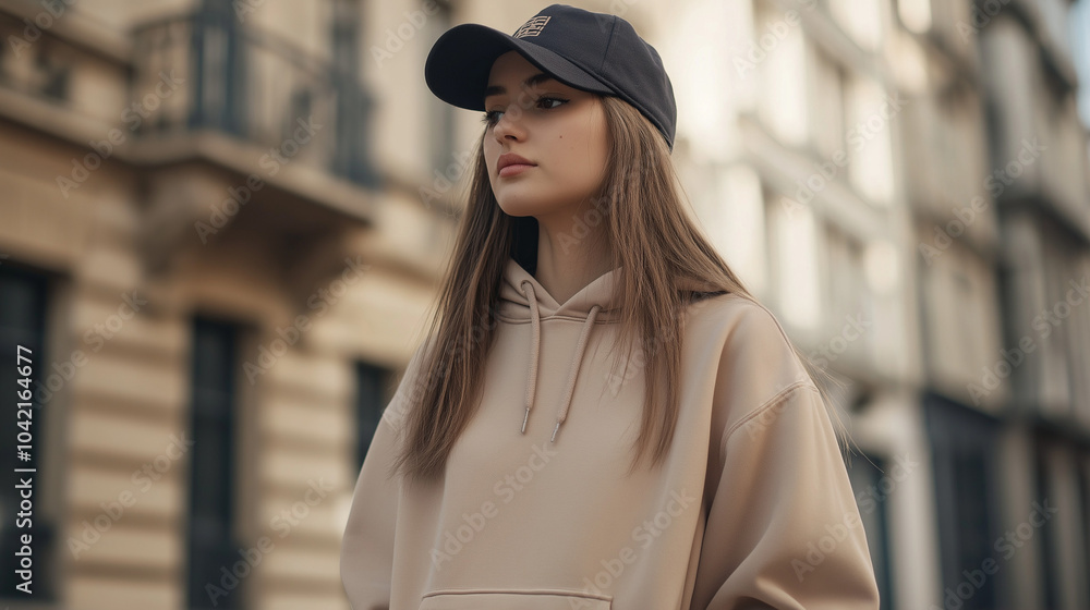 Fototapeta premium Beige Hoodie Fashion Style