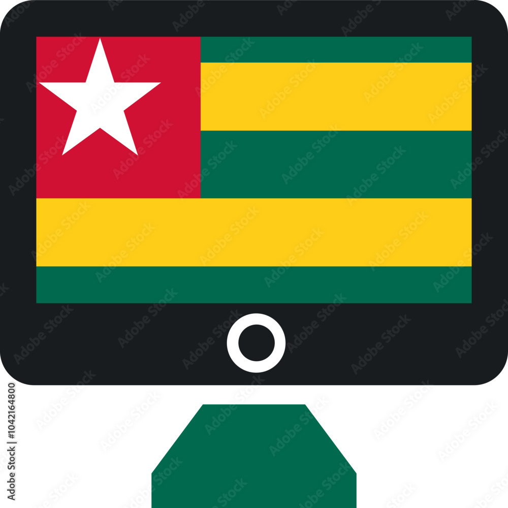 Togo Flag On Monitor Togo Flag On Monitor